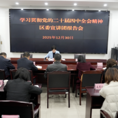 岳阳楼区宣传思想文化系统学习贯彻党的二十届四中全会精神区委宣讲团报告会召开