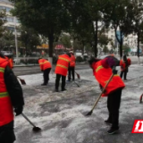 君山区：环卫部门连夜撒盐除冰 力保市民出行安全畅通