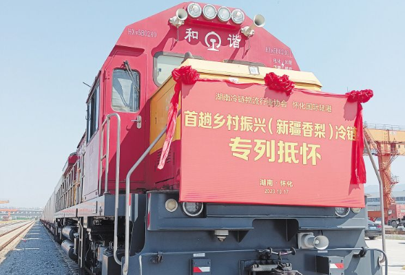 首趟新疆至湖南铁路冷链专列抵湘