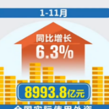 商务部：1—11月全国实际使用外资同比增长6.3%