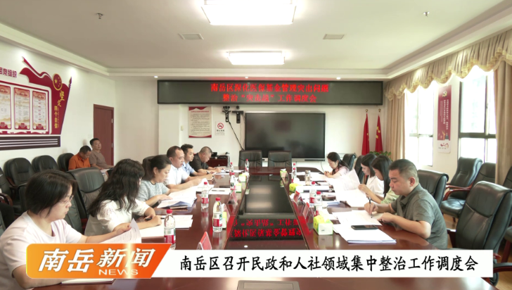 南岳区召开民政和人社领域集中整治工作调度会