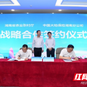 湖南省农业农村厅与中国大地保险湖南分公司签约合作服务乡村振兴