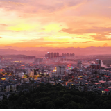 湖南新田：城市晚霞 绚丽如画（组图）