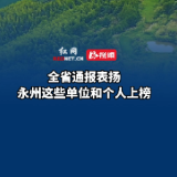 全省通报表扬 永州这些单位和个人上榜