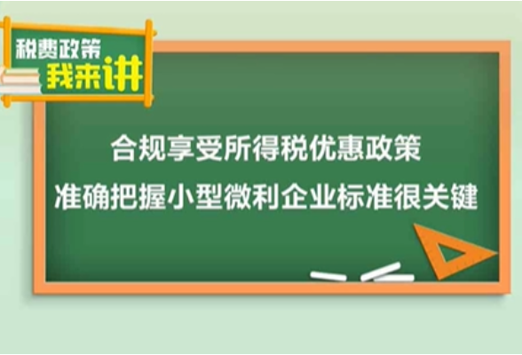 税费政策我来讲｜合规享受所得税优惠政策，准确把握小型微利企业标准很关键}