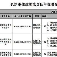 长沙曝光三家企业部分项目不良信用信息（附表）