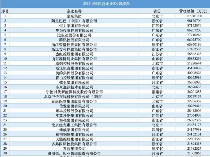 9家湘企上榜2025中国民营企业500强