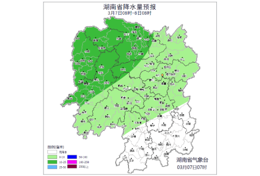 湖南未来三天有一次小到中雨局地大雨天气过程 道路湿滑注意出行安全