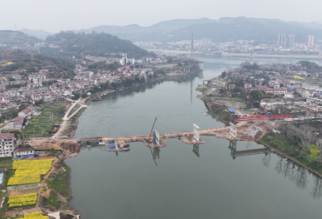 一桥飞架连两岸 畅通惠民促发展 G354国道辰溪辰水二桥首片T梁成功架设