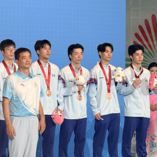 全运会蹦床男子团体决赛:湖南高速蹦床男队177.26分收获铜牌