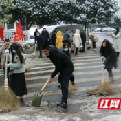 赫山区桃花仑街道：除雪护行，干群在行动