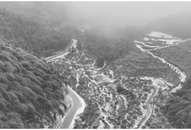 湖南蓝山：冬雪红枫美