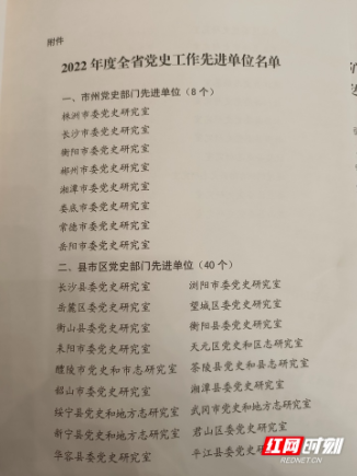 2022年度湖南党史工作先进单位名单出炉