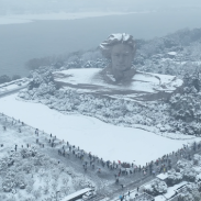 航拍丨雪中橘子洲