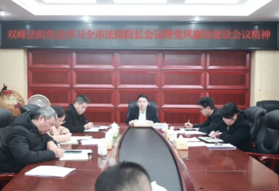 双峰法院传达学习全市法院院长会议暨党风廉政建设会议精神