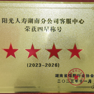 阳光人寿湖南分公司及下辖益阳、邵阳两家中支荣获2023年湖南省人身险业“星级柜面”