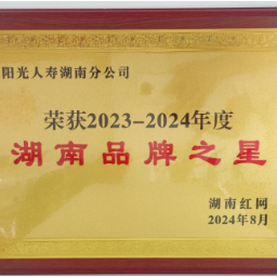 阳光人寿湖南分公司荣获“2023-2024年度湖南品牌之星”称号