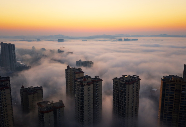 邵东平流雾景观如梦如幻