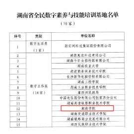湘南学院获批湖南省“全民数字素养与技能培训基地”