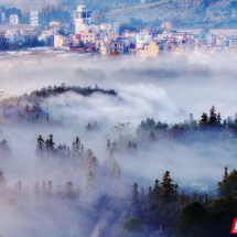 嘉禾县：冬日晨曦美如画