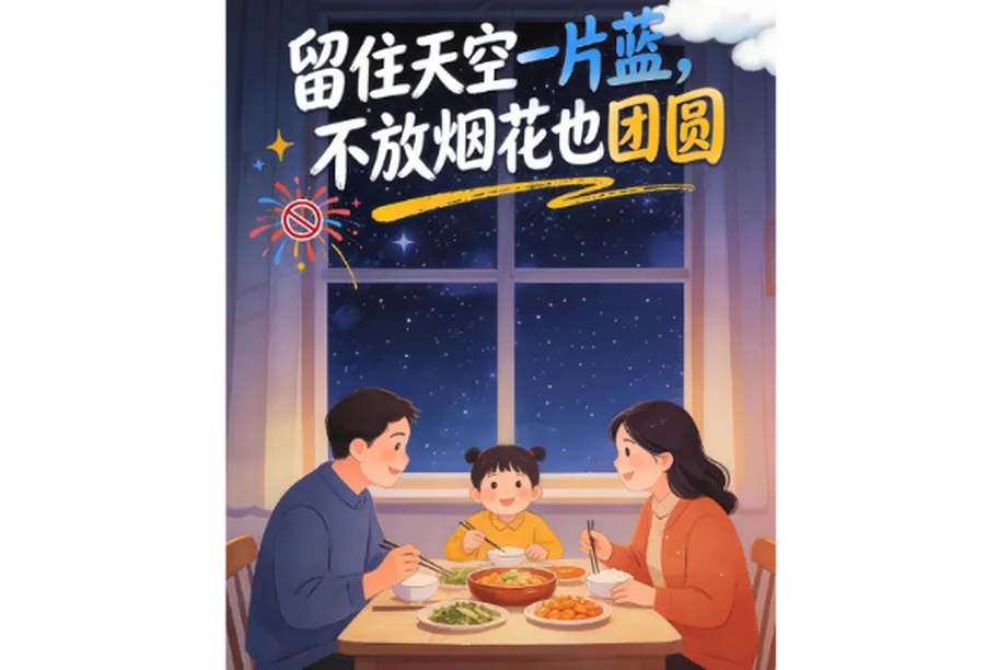 长图 | 留住天空一片蓝，不放烟花也团圆