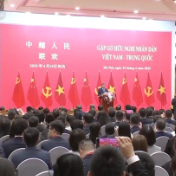 习近平同越共中央总书记苏林、越南国家主席梁强共同会见中越人民大联欢活动代表