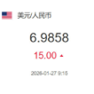1月27日人民币对美元中间价报6.9858元 下调15个基点