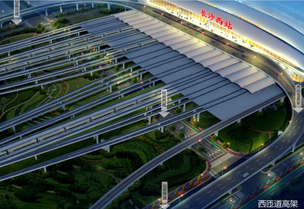 长沙高铁西站西高架匝道动工，未来五分钟可快速进出站