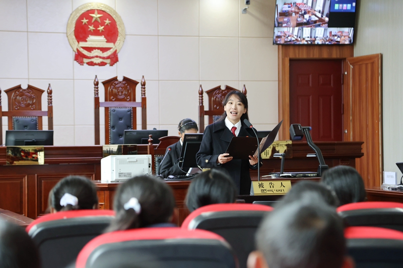 图为琼结县人民法院法官尼玛央珍正在为学生们提供专业的指导。.JPG
