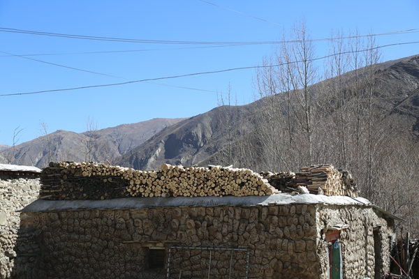 图为昌嘎村村民屋顶摆放整齐的柴堆.JPG