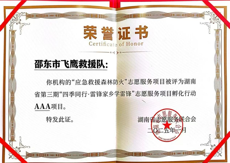 邵东市飞鹰救援队志愿服务获全省表彰(图4)
