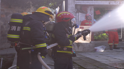 鹤城区：开展古建筑物区域消防演练 三级联动守护古村文脉