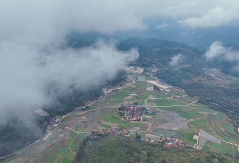 鹤城区：云雾漫涌  山村宛如诗画仙境