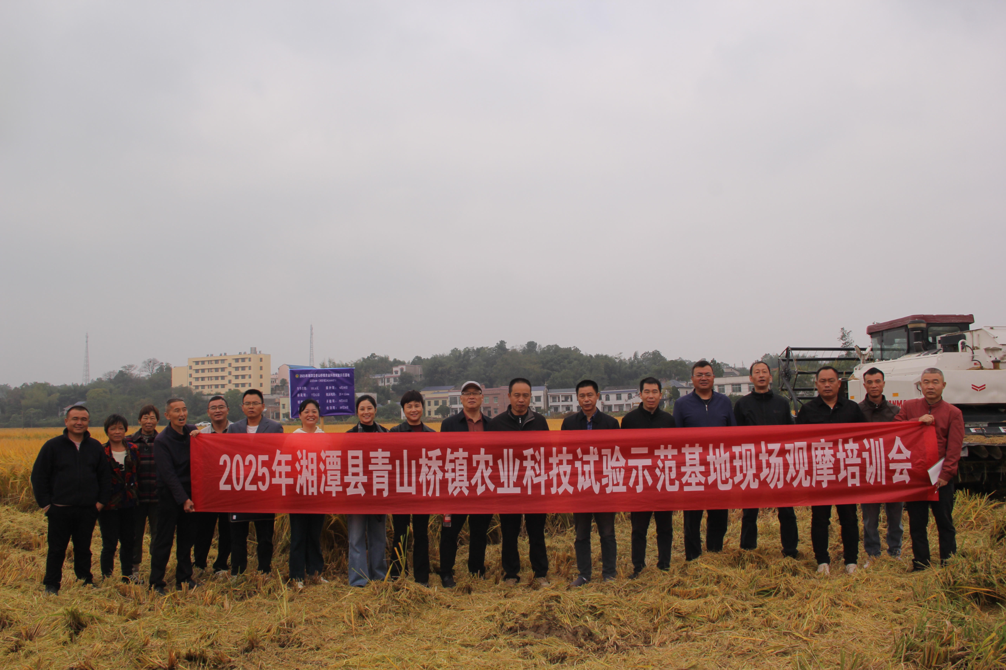 湘潭县2025年农业科技试验示范双季稻轮作基地晚稻实收测产    喜获丰收