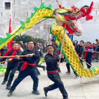 泸溪县浦市古镇非遗队伍游行 将年味送进大街小巷