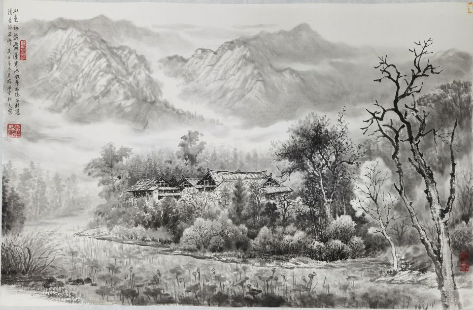 《山色初染霜》朱跃画.jpg