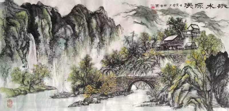 《沅水深溪》杨树清画.jpg