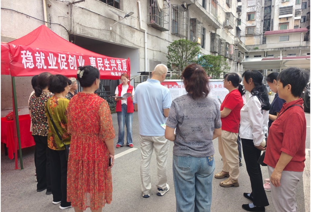 梅溪桥社区：“稳就业促创业，惠民生兴发展”主题政策宣传活动
