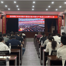 岳阳楼区司法局组织全体干部集中收看庆祝中国共产党成立105周年大会