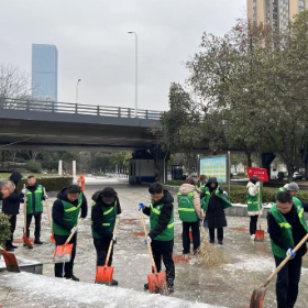 闻雪而动除冰雪 园林守护保畅通