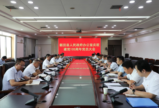 新田县政府办召开庆祝建党105周年党员大会 黄永英出席并讲专题党课