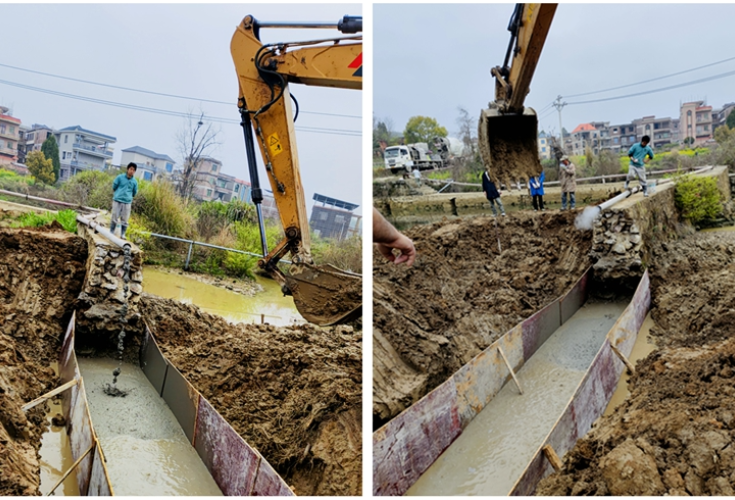 新圩镇道塘村：抢修河坝 筑牢春耕“水防线”