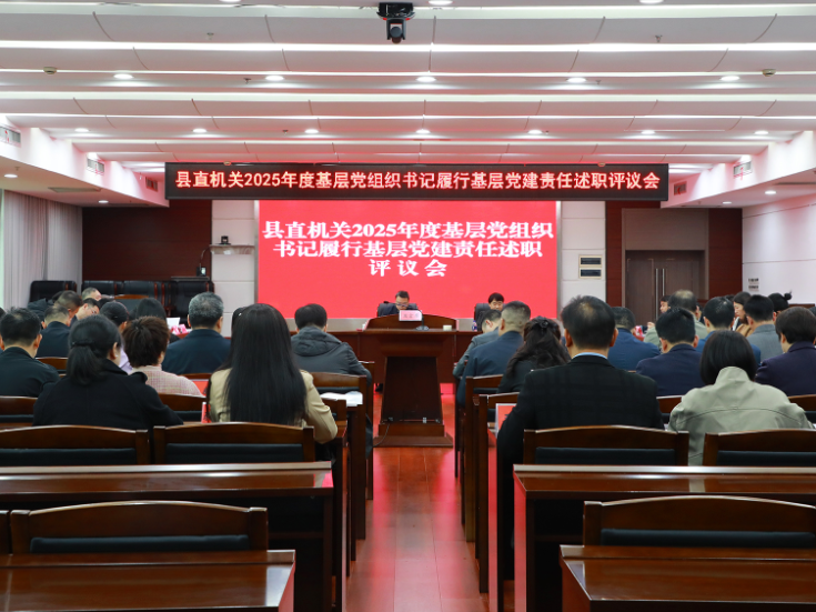 新田县2025年度县直机关党组织书记履行基层党建工作责任述职评议会议召开