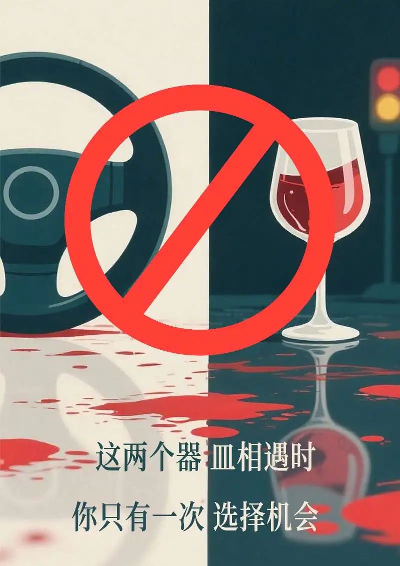 健康警示类：这两个器皿相遇时，生命只有一次选择——理性饮酒，珍爱健康。