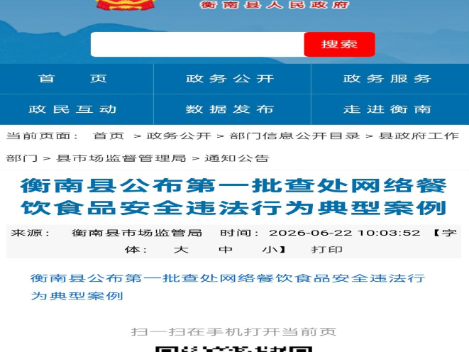 3家外卖店被查处！衡南公布首批网络餐饮违法典型案例