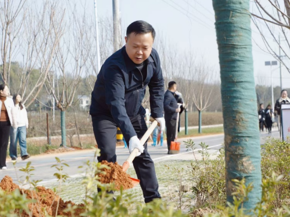 渌口区开展义务植树活动 为王家洲乡村美术馆添新景