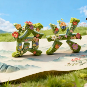 AI手绘资兴山水画卷