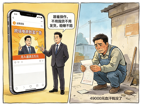 先给甜头，再下狠手 “跨境电商”半个月骗走他49000元