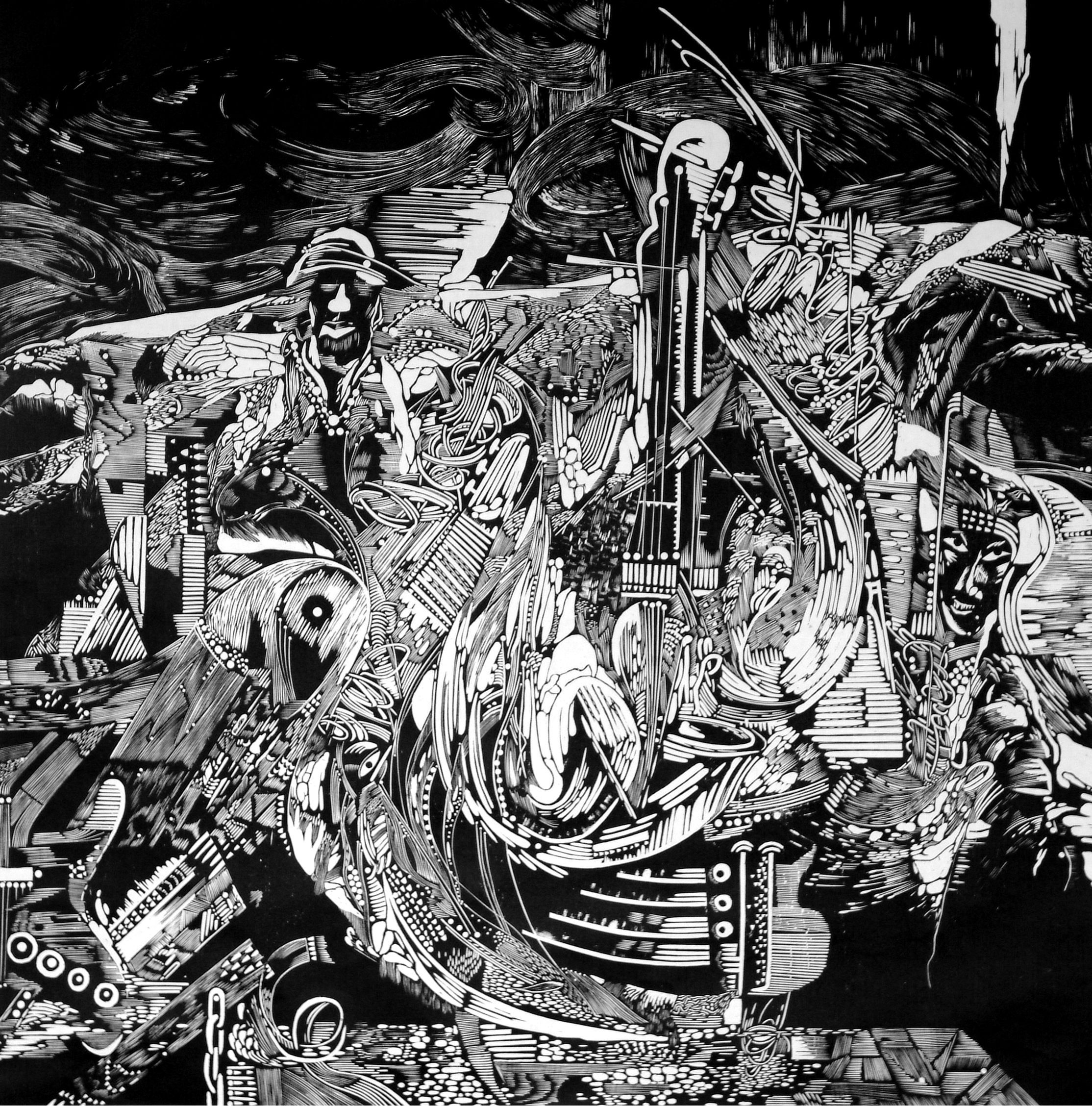 《西部印象》林军       黑白木刻              90x90cm          2007年  入选第十八届全国版画作品展（中国美术家协会）.jpg