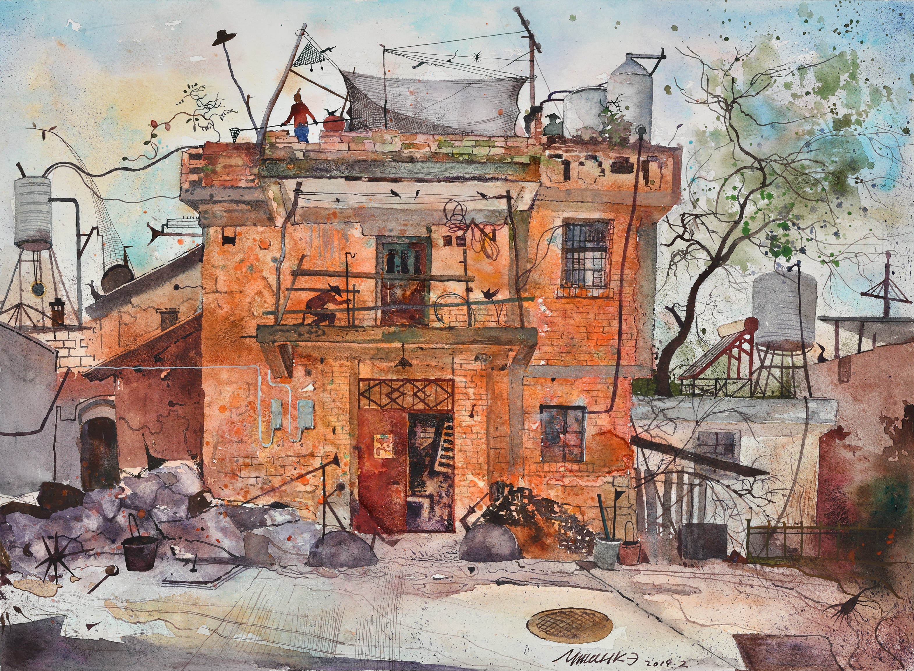 12.《红房子 · 新貌》 2019 水彩(41×56cm)2020年12月入选第三届全国小幅水彩作品展、入会资格奖（中国美协）.jpg